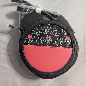 Disney Minnie Mouse Round Crossbody Bag - Black & Pink